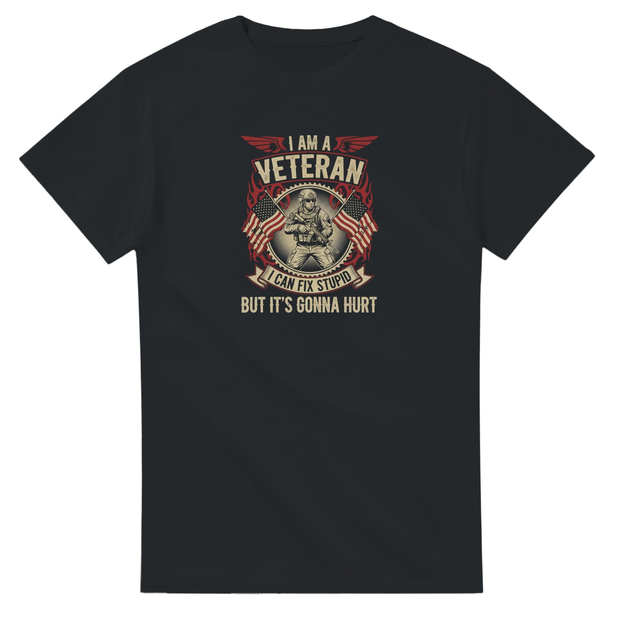 647101ec-7cf6-4b35-9f6c-ff47b2f472d2 Black T-Shirt - I Am A Veteran.