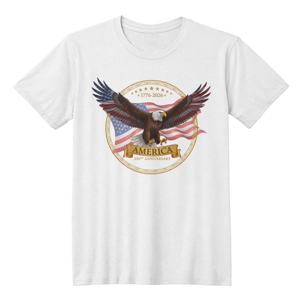 Happy 250th Anniversary To The USA, Eagle in Circle T-Shirt,1776-2026