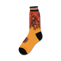 Orange sock with a graphic design on a white background