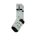 Socks, Sitting Gray Tabby Cat, Paw Prints, Crew Length
