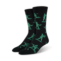 Black socks with green soldier patterns on a white background