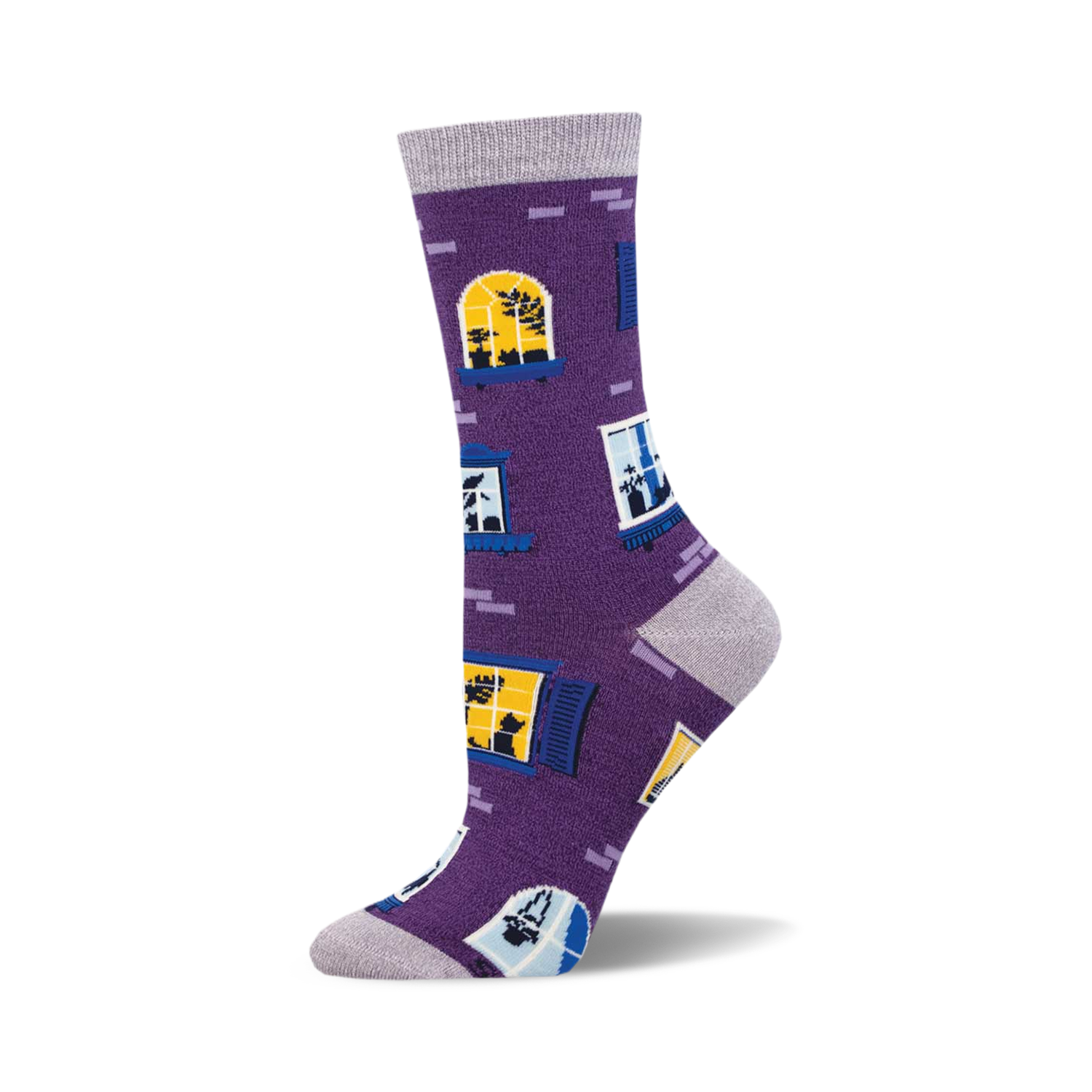Socks, Window Cat Silhouettes, Bamboo Blend, Crew Length