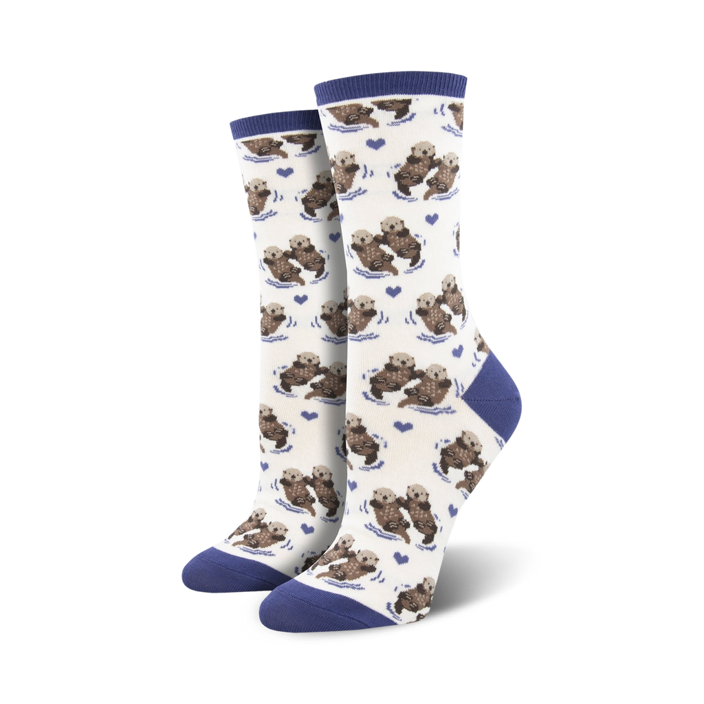 Socks with otter pattern on a white background