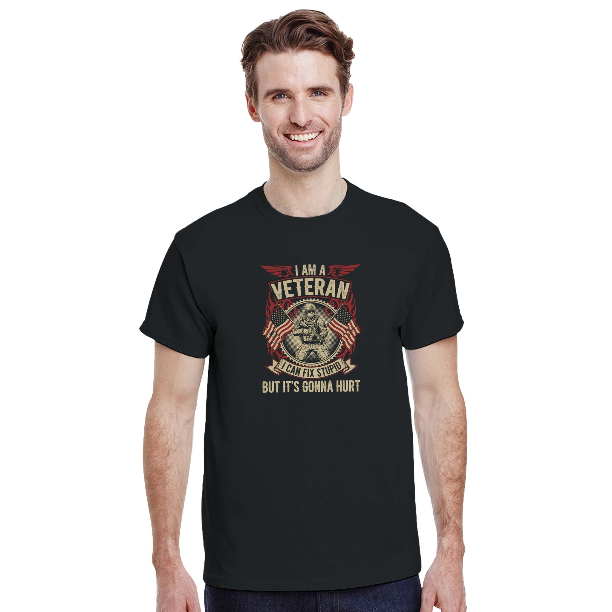 93c28042-4717-40eb-b8ac-065b135a355c T-shirt design with a veteran graphic and text on a black background