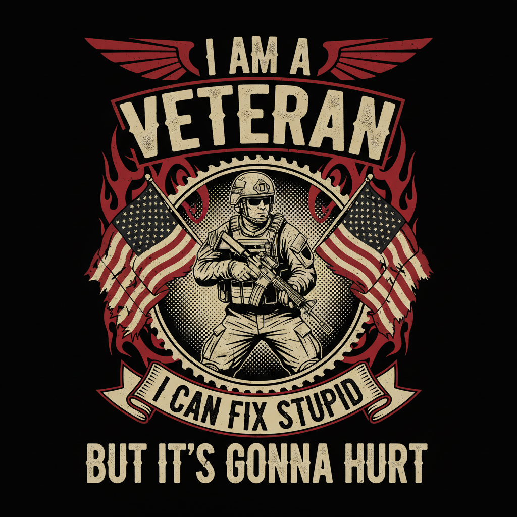 All Veterans - I Can Fix Stupid But It's Gonna Hurt, Heavyweight Cotton T-Shirt, Classic Fit, Durable Comfort