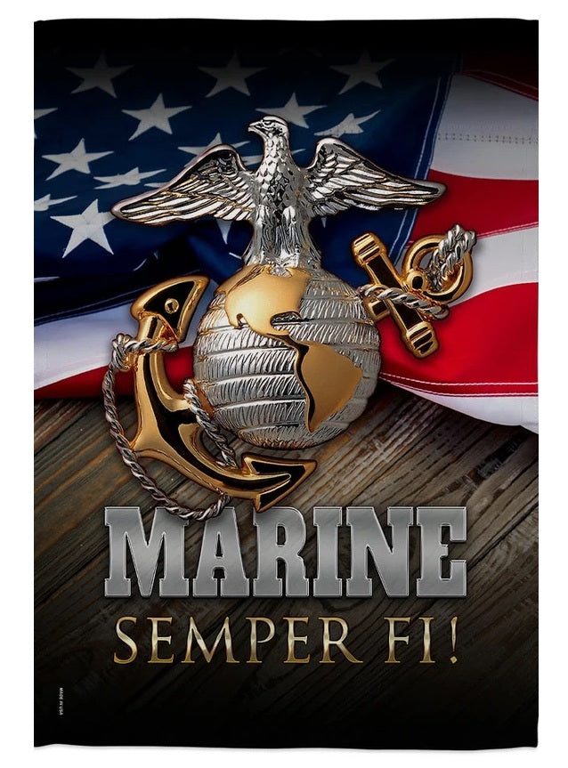 Marine Semper FI Garden Flag 2 Sided Emblem