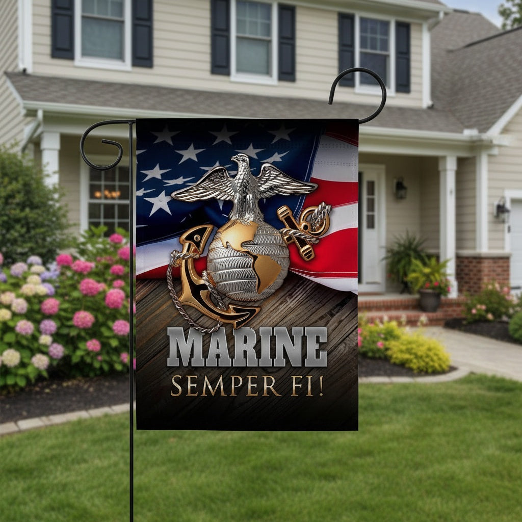 Marine Semper FI Garden Flag 2 Sided Emblem