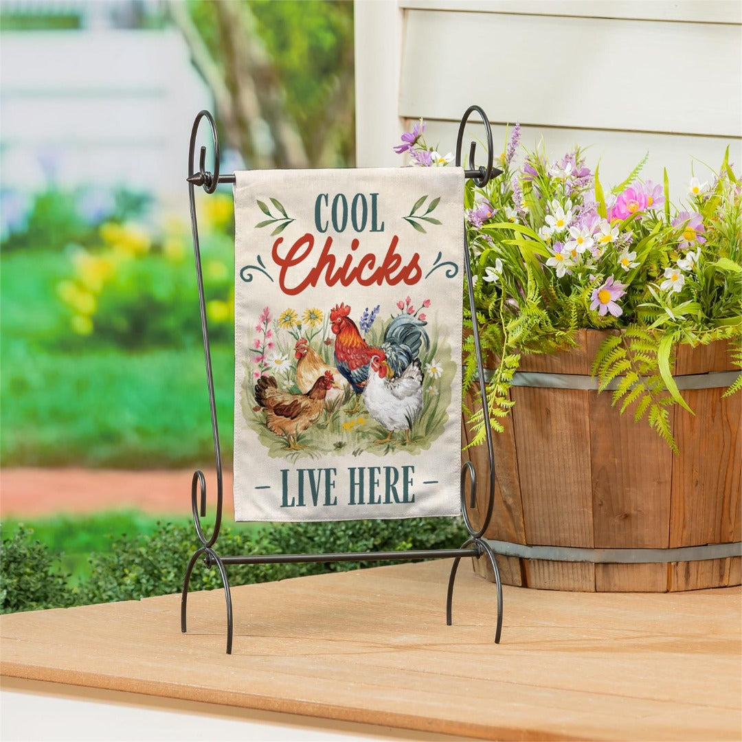 Petal & Plow Cool Chicks 2 Sided Garden Flag - Chickens