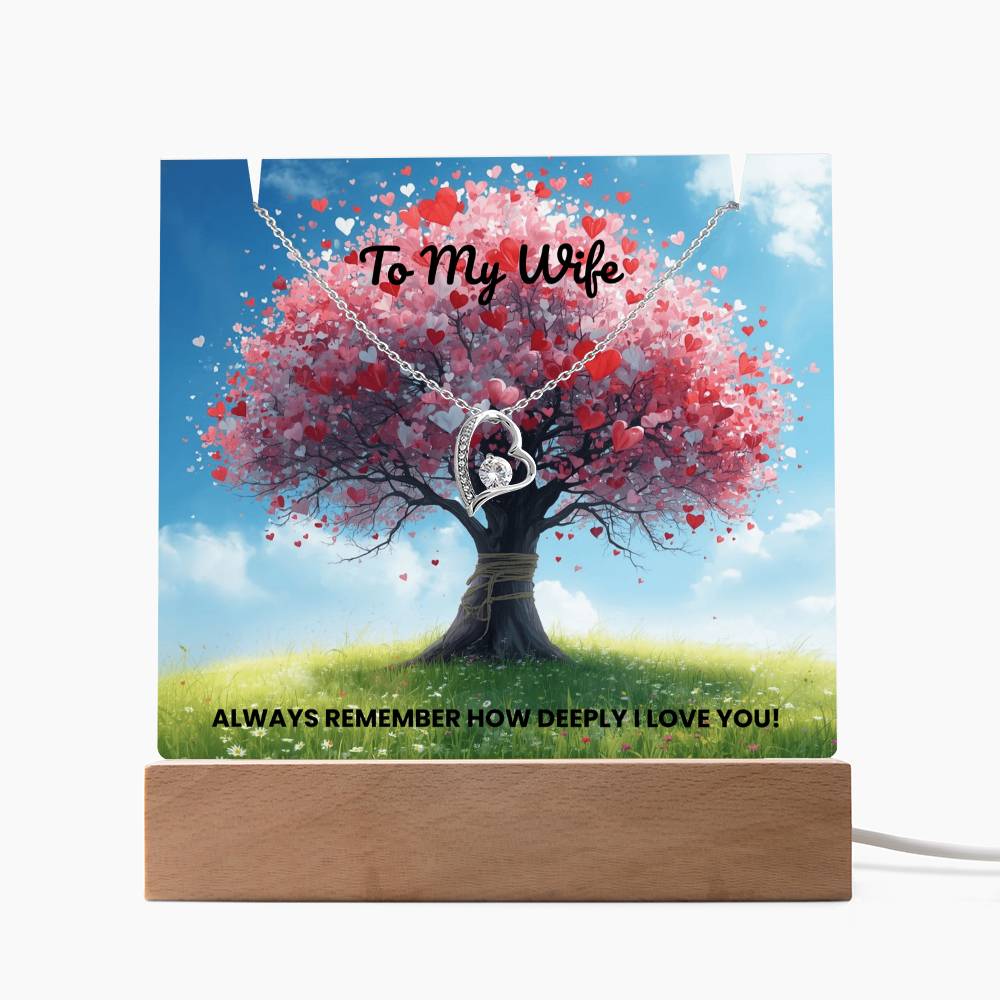 To My Wife - Keepsake Acrylic & Forever Love Necklace Bundle - Always Remember How Deeply I Love You!