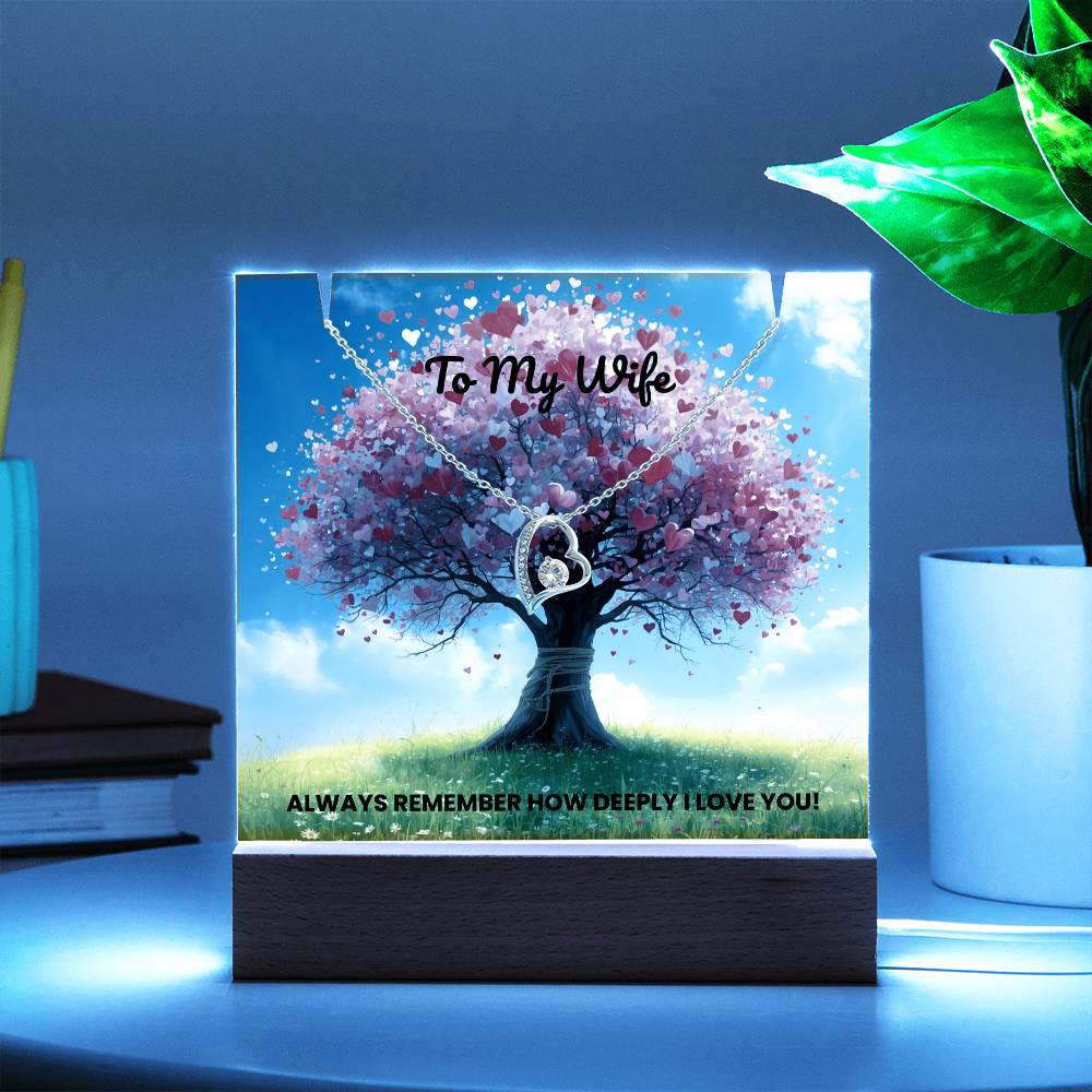 To My Wife - Keepsake Acrylic & Forever Love Necklace Bundle - Always Remember How Deeply I Love You!