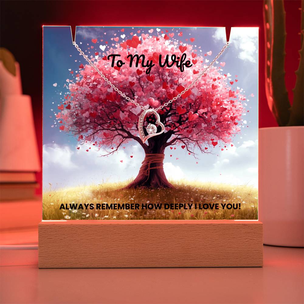 To My Wife - Keepsake Acrylic & Forever Love Necklace Bundle - Always Remember How Deeply I Love You!