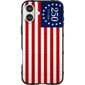 Phone case with American flag design and number 250 on a white background