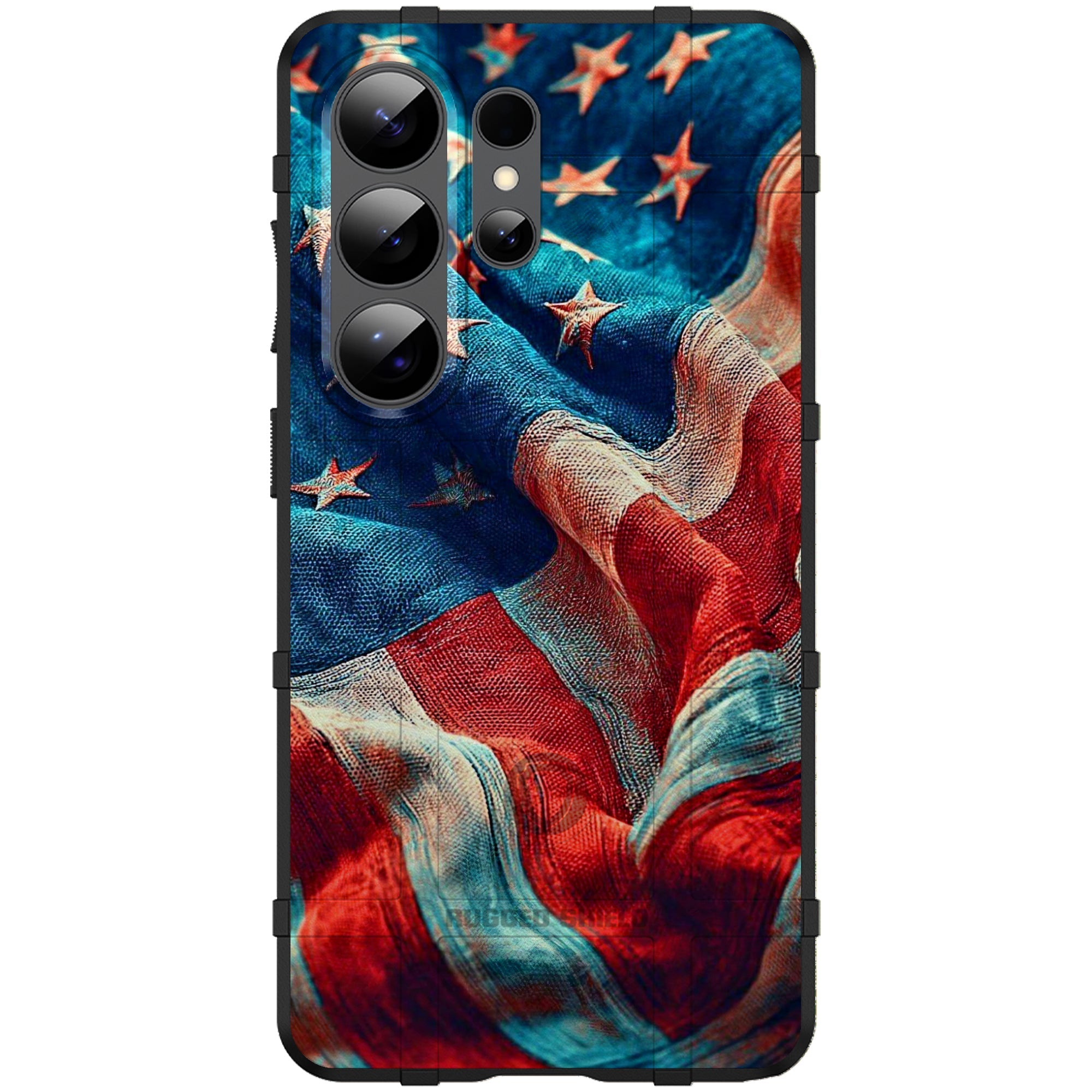 Phone case with American flag design on a white background