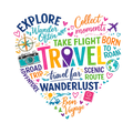 Travel Heart T-Shirt – Explore Wanderlust Travel Far Colorful Adventure Tee