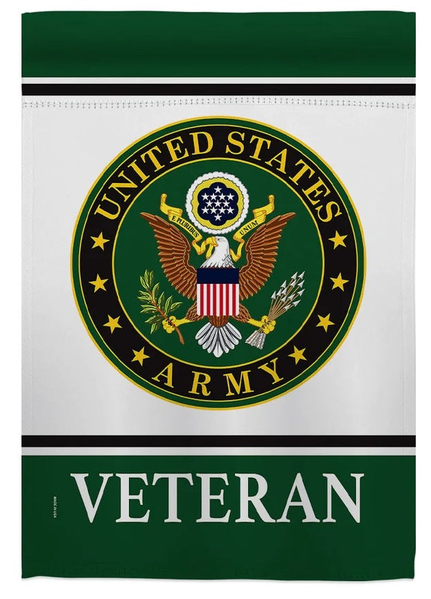 US Army Veteran Garden Flag 2 Sided Logo