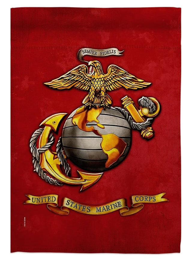 US Marine Corps Garden Flag 2 Sided Emblem