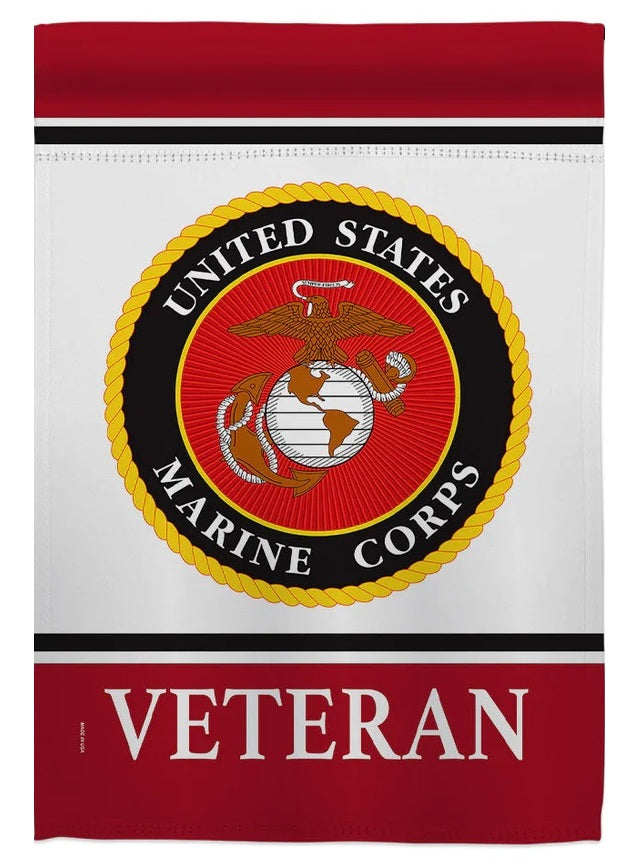 US Marine Corps Veteran Garden Flag 2 Sided Logo
