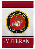 US Marine Corps Veteran Garden Flag 2 Sided Logo