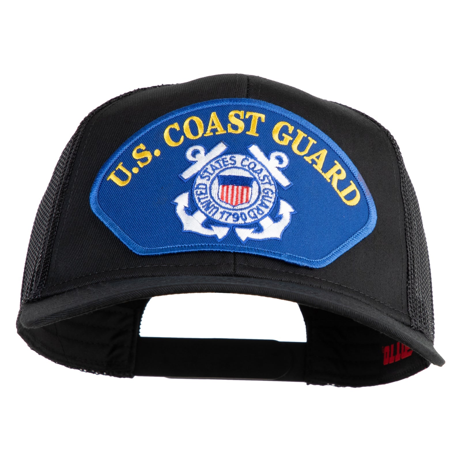 Black cap with U.S. Coast Guard logo on a white background