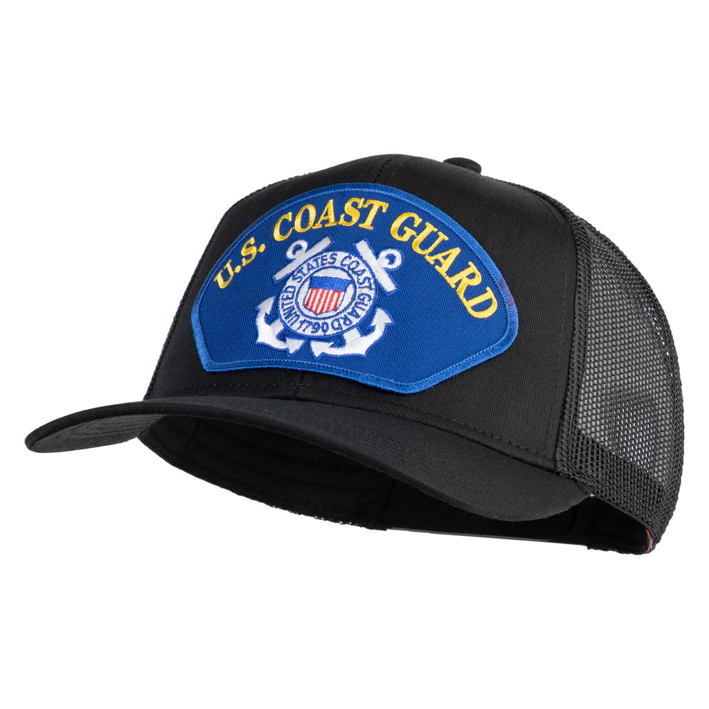 Black cap with U.S. Coast Guard patch on a white background