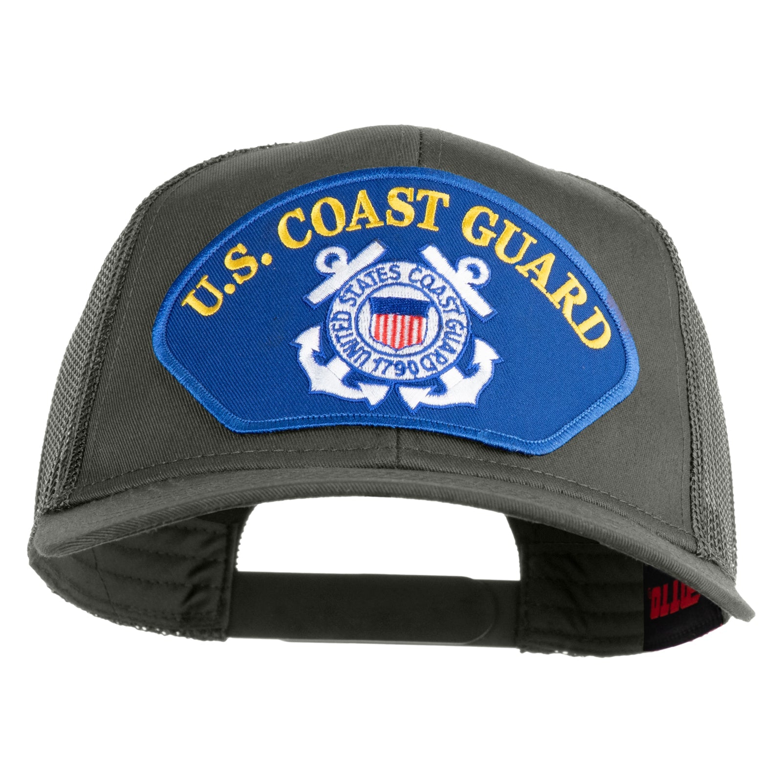 Gray cap with U.S. Coast Guard logo on a white background