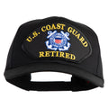 Black U.S. Coast Guard retired cap with embroidered emblem on a white background