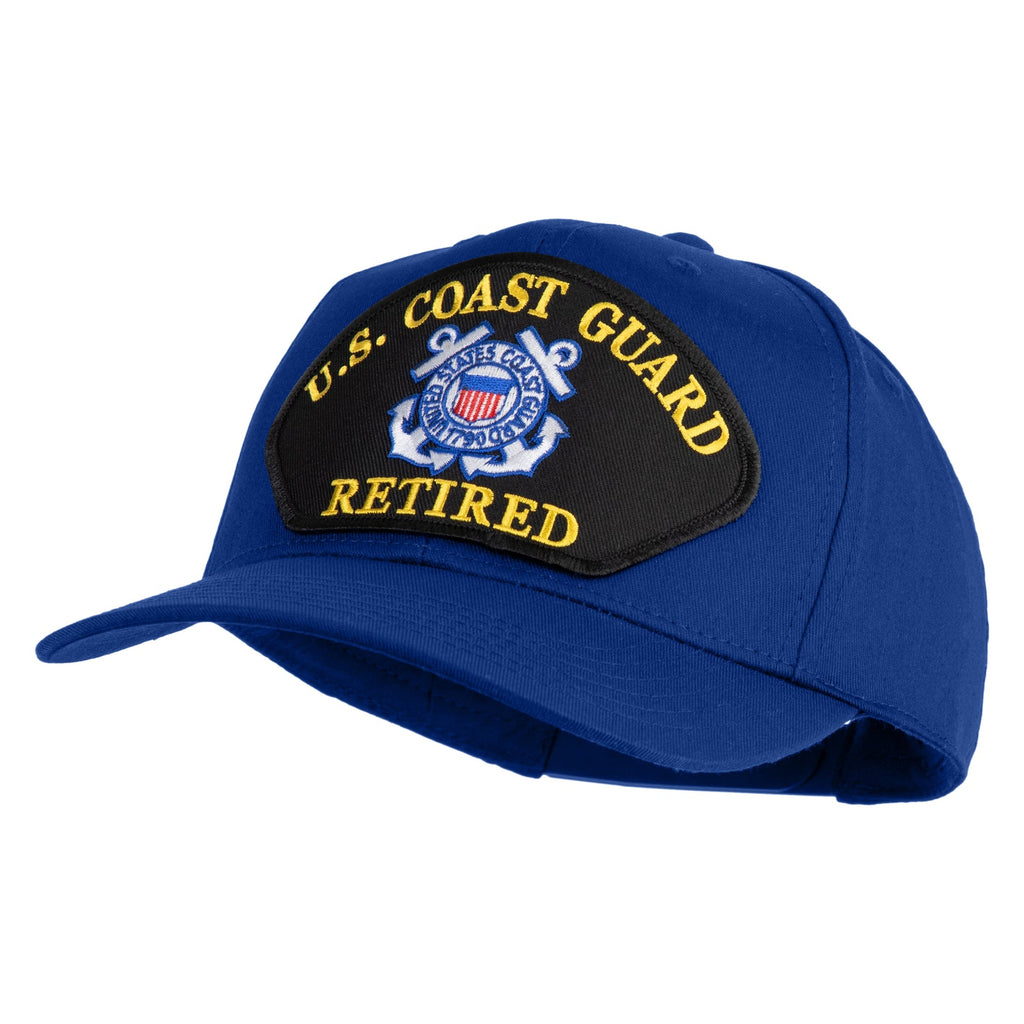 Blue U.S. Coast Guard Retired cap on a white background