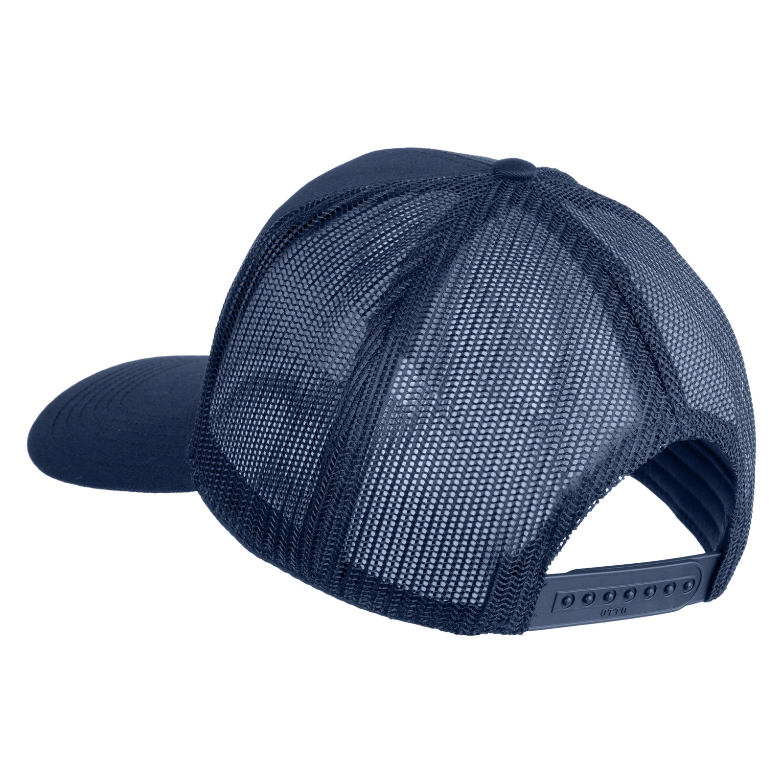 Navy blue mesh cap on a white background