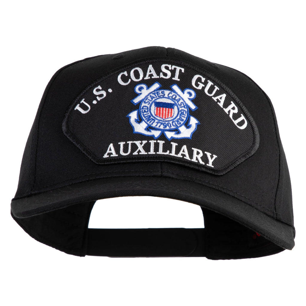 Black cap with U.S. Coast Guard Auxiliary logo on a white background