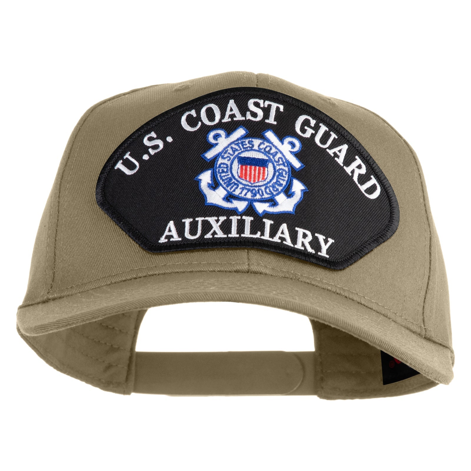 Beige cap with U.S. Coast Guard Auxiliary patch on a white background