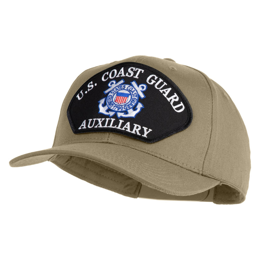 Khaki cap with U.S. Coast Guard Auxiliary patch on a white background