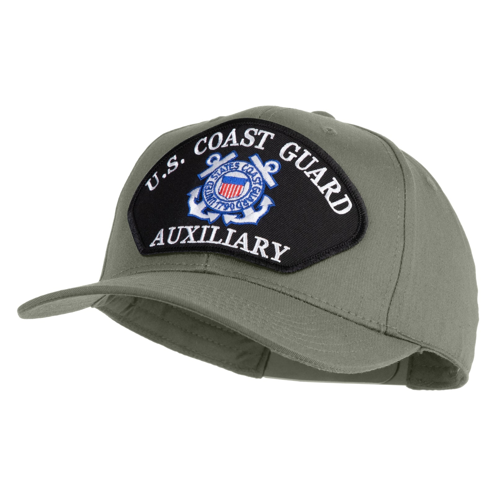Gray cap with U.S. Coast Guard Auxiliary patch on a white background