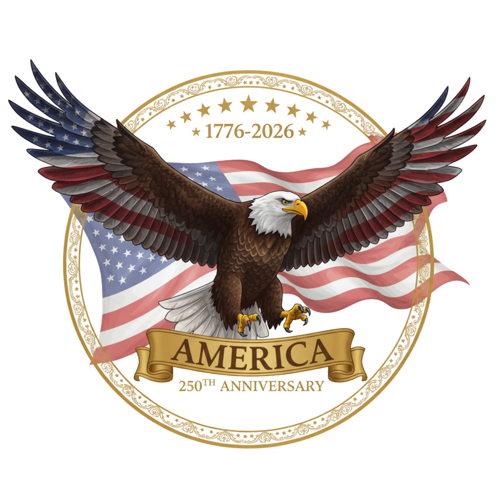 Happy 250th Anniversary To The USA, Eagle in Circle T-Shirt,1776-2026
