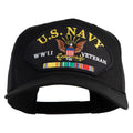 Black cap with U.S. Navy WWII Veteran patch on a white background