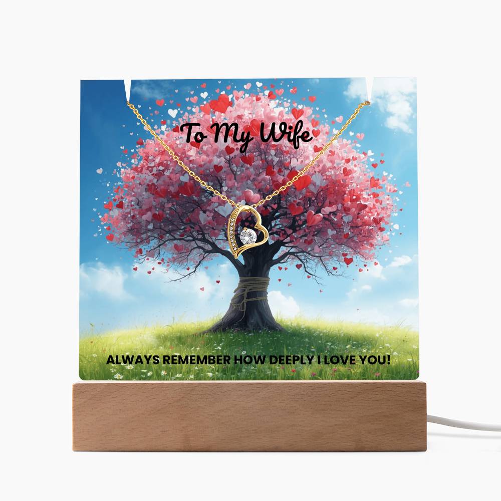 To My Wife - Keepsake Acrylic & Forever Love Necklace Bundle - Always Remember How Deeply I Love You!