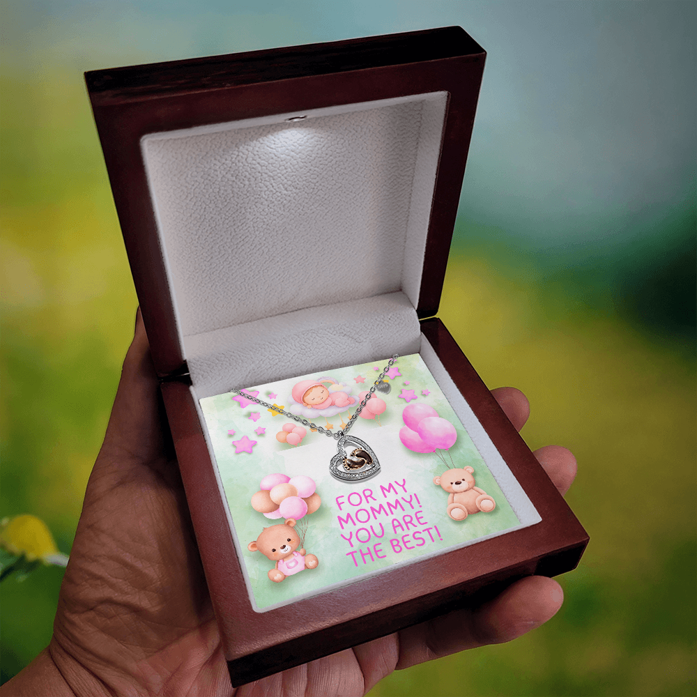 For My Mommy - Baby Girl Feet Heart Necklace