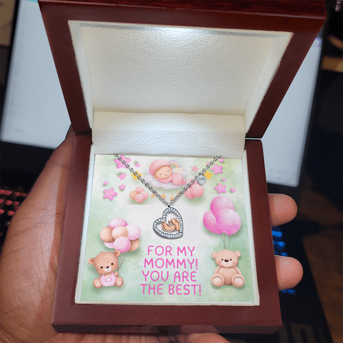 For My Mommy - Baby Girl Feet Heart Necklace