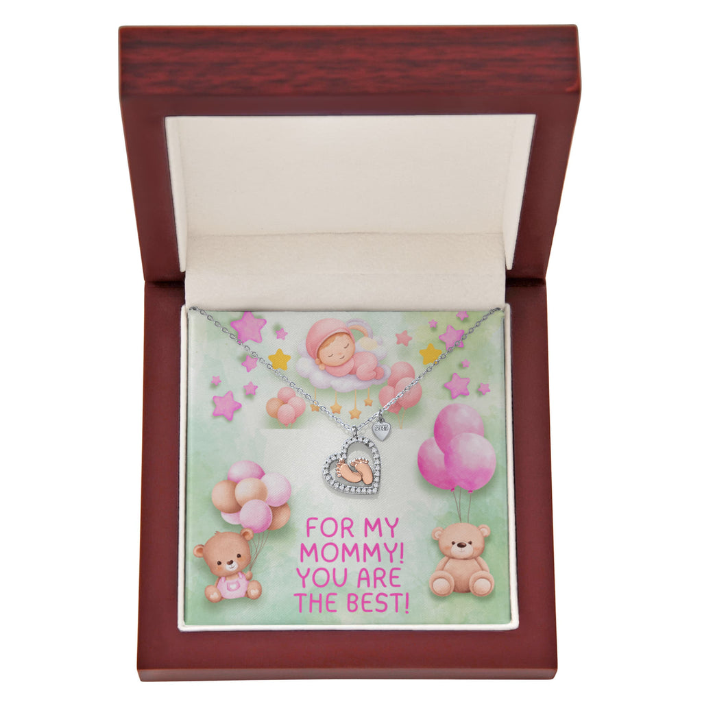 For My Mommy - Baby Girl Feet Heart Necklace