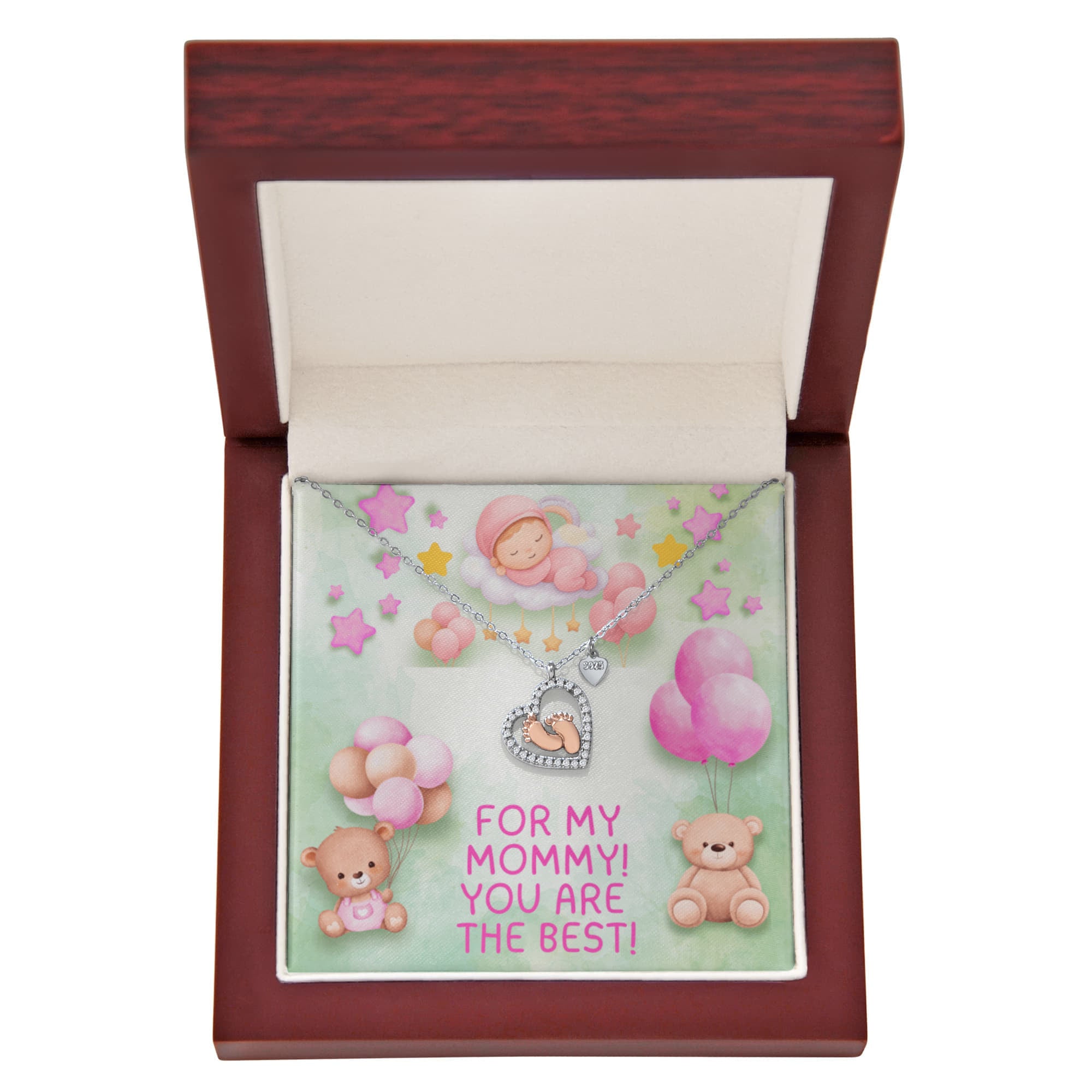 For My Mommy - Baby Girl Feet Heart Necklace