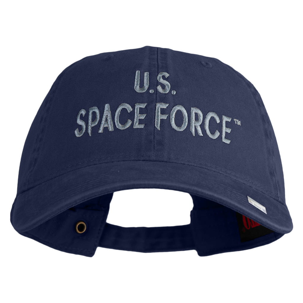US Space Force Text Embroidered Washed Solid Pigment Dyed Cotton Twill Brass Buckle Cap