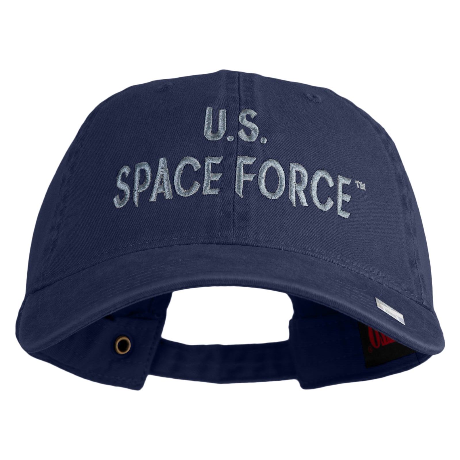 US Space Force Text Embroidered Washed Solid Pigment Dyed Cotton Twill Brass Buckle Cap