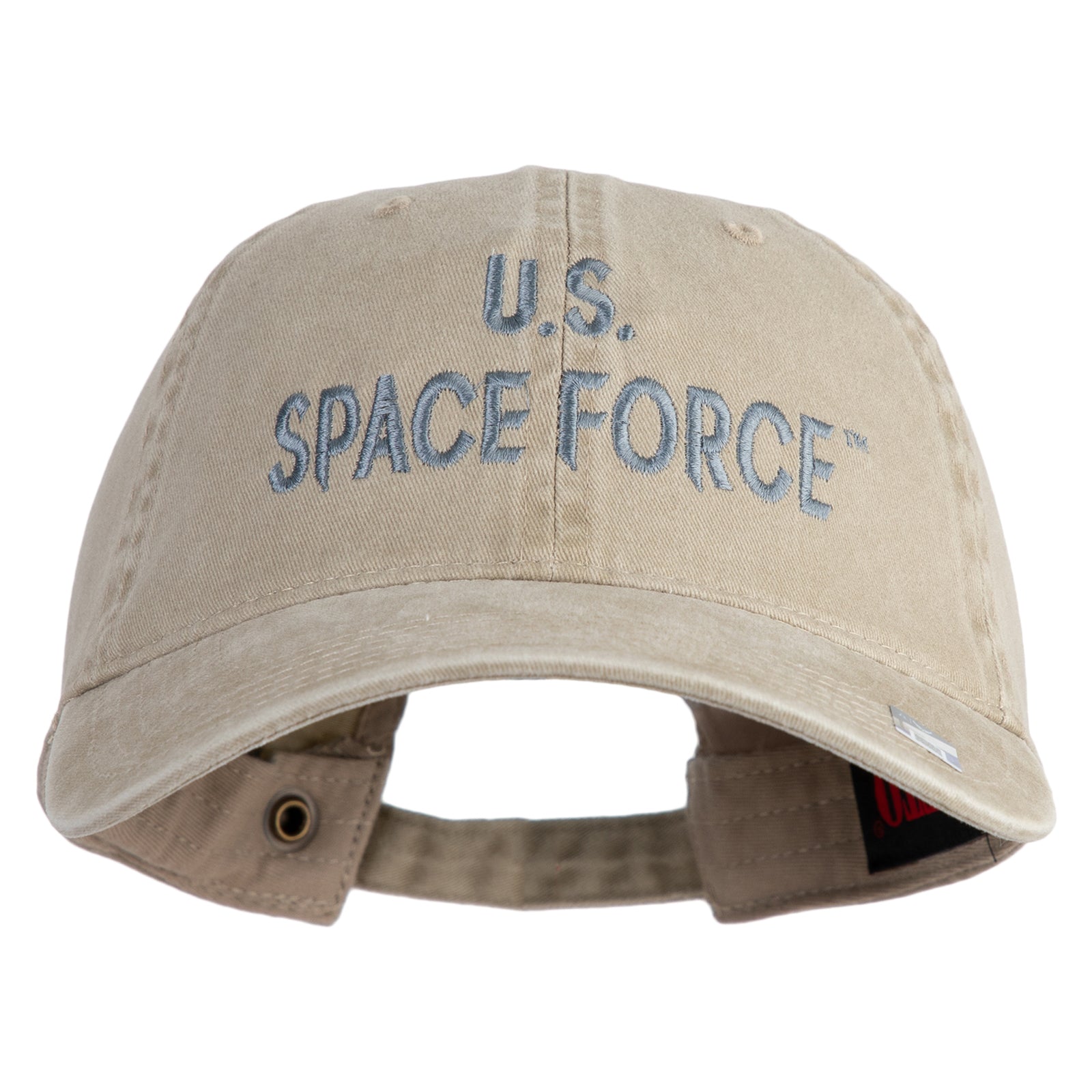 US Space Force Text Embroidered Washed Solid Pigment Dyed Cotton Twill Brass Buckle Cap