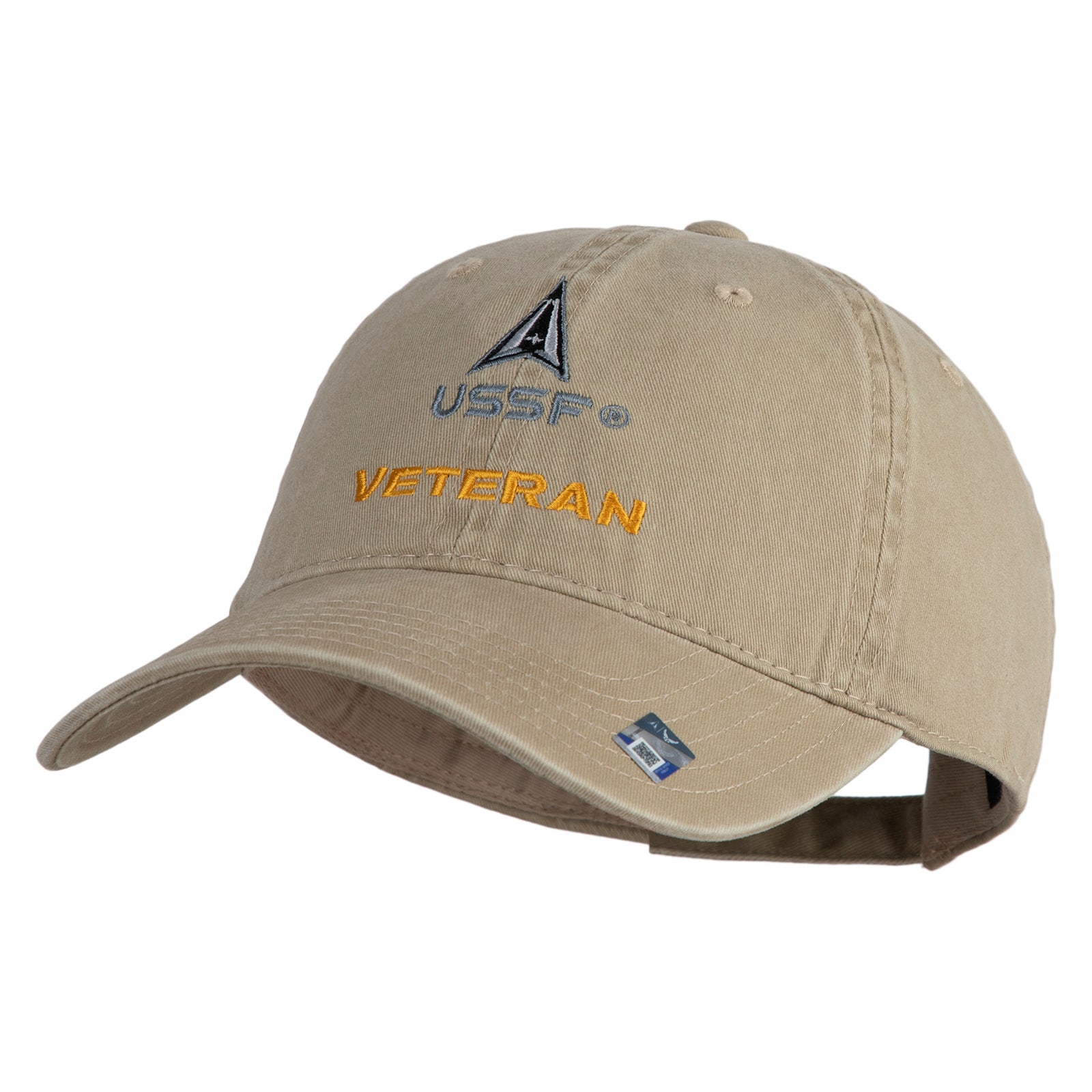 Beige cap with USSF Veteran text and logo on a white background