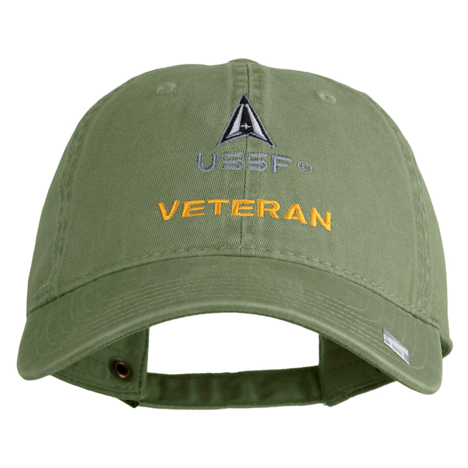 Green cap with 'USSF Veteran' text on a white background