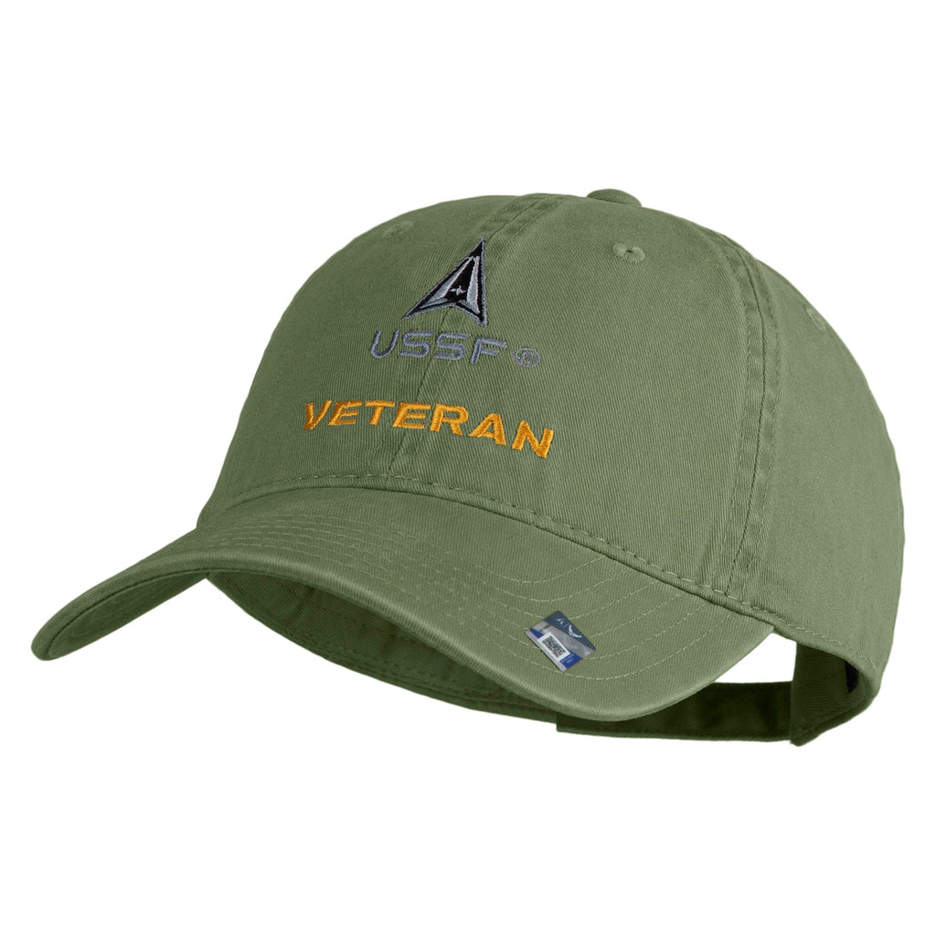 Green cap with 'USSF Veteran' text on a white background