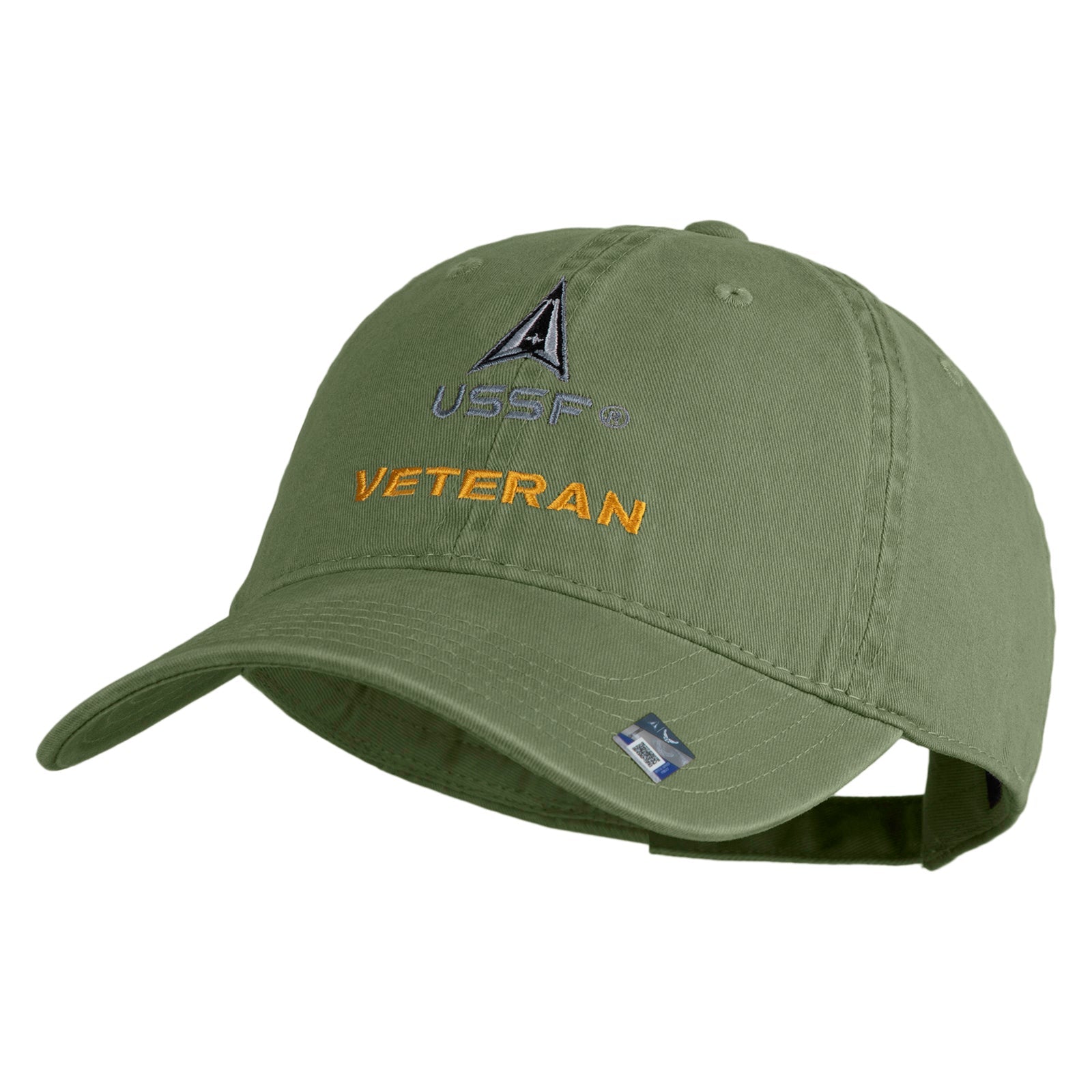 Green cap with 'USSF Veteran' text on a white background