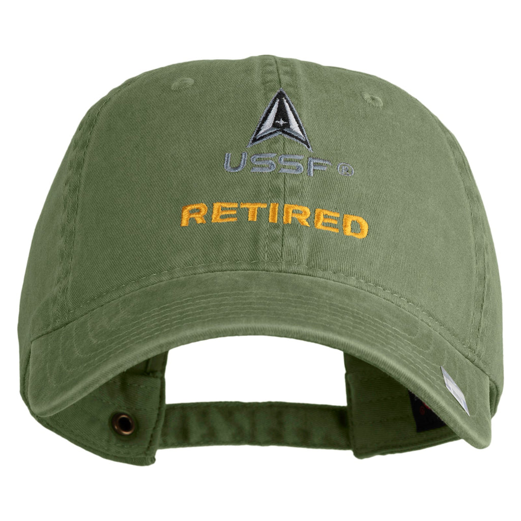 Green cap with USSF Retired logo on a white background