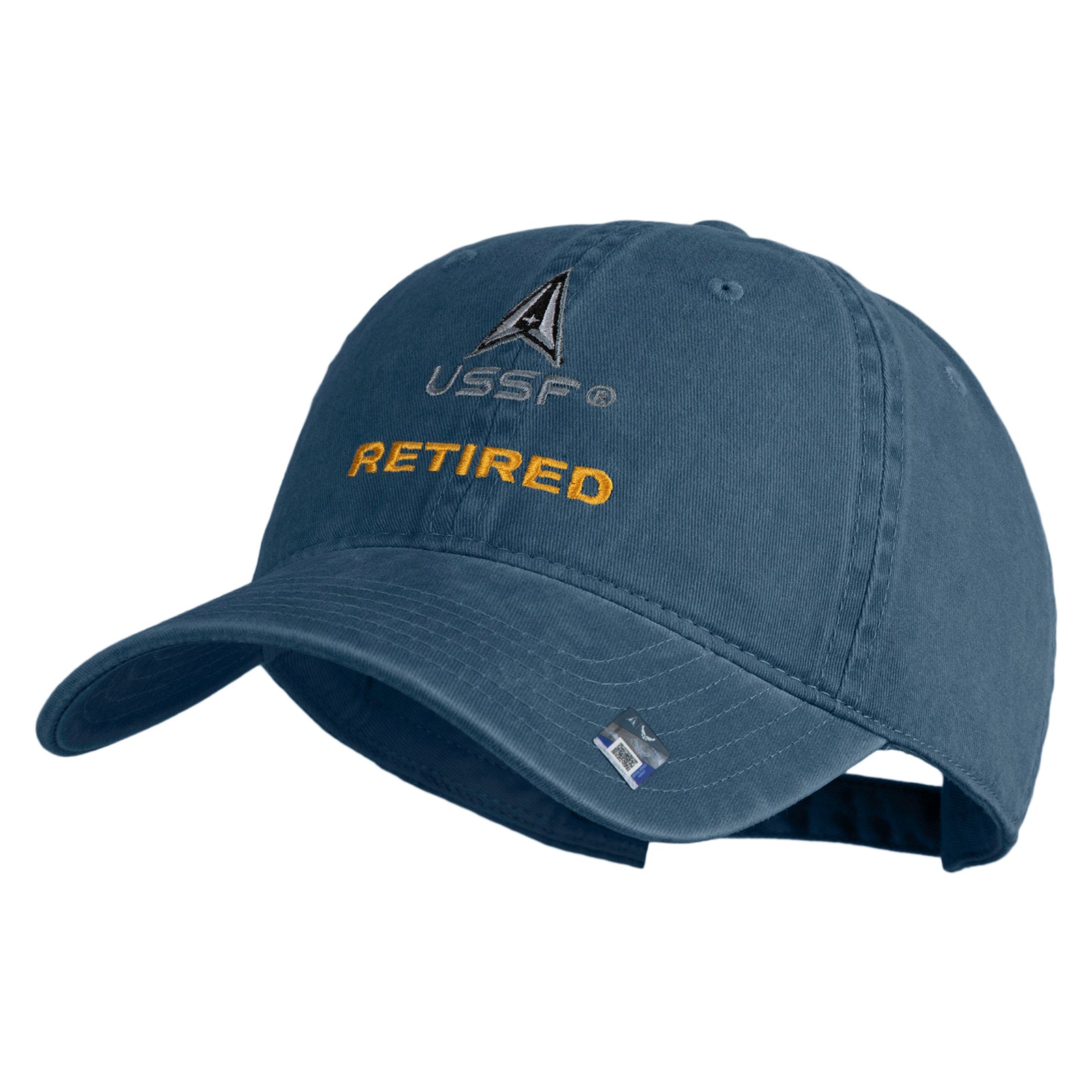 Blue cap with 'Retired' and USSF logo on a white background