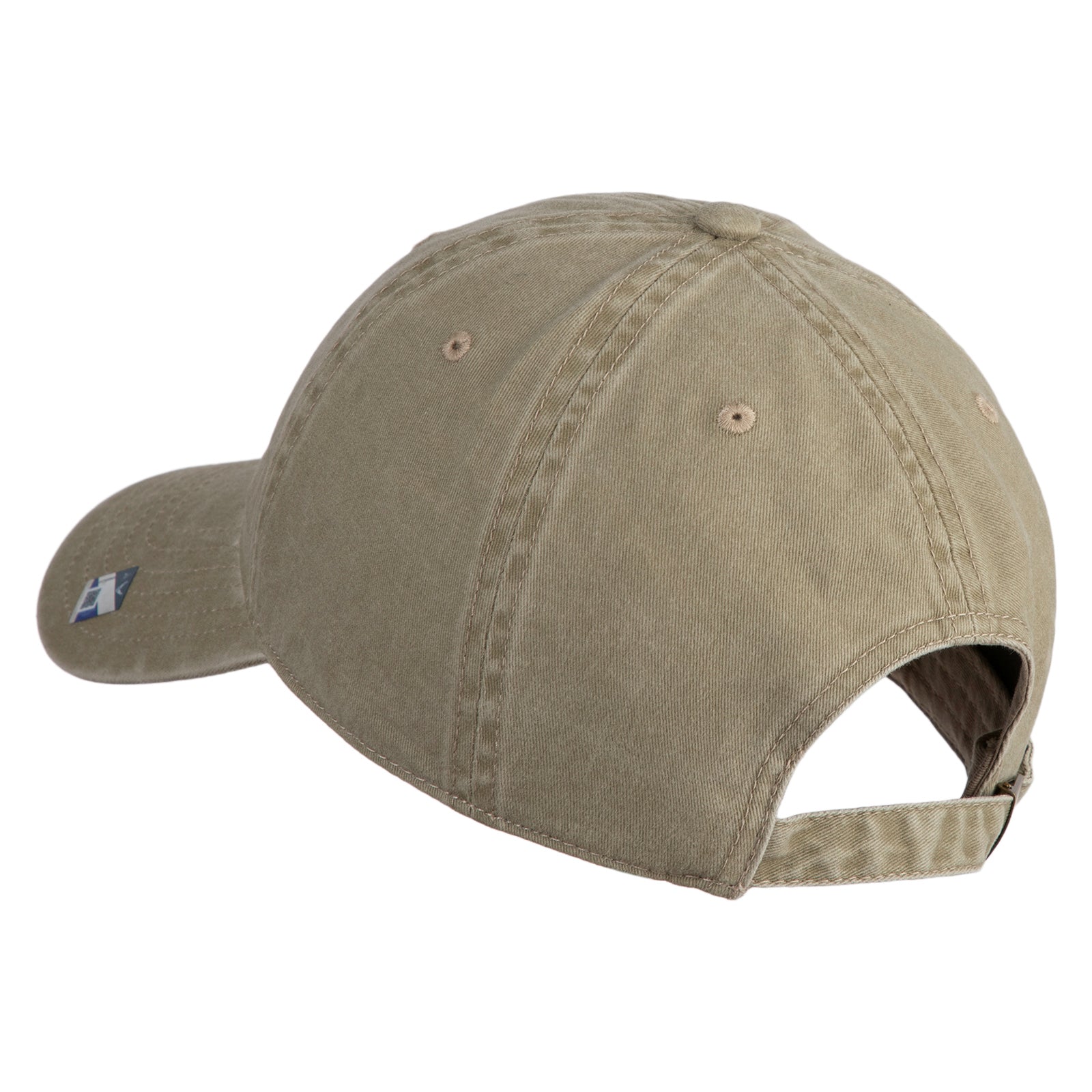 Beige cap with a visible brand logo on a white background