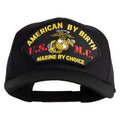 Black cap with embroidered text and U.S. Marine Corps emblem on a white background